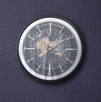 Black and Gold Gear 80cm Mirror Wall Clock #NJ Home Interiors#