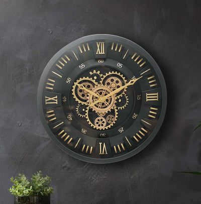 Black and Gold Gears 46cm Wall Clock #NJ Home Interiors#