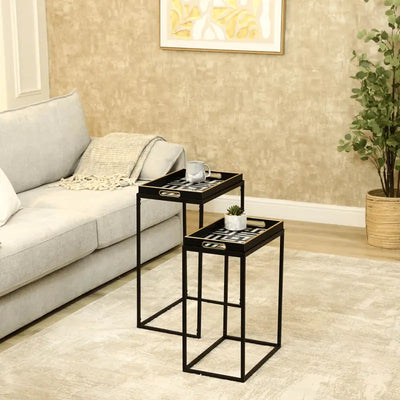 Black and White Set of 2 End Tables #NJ Home Interiors#