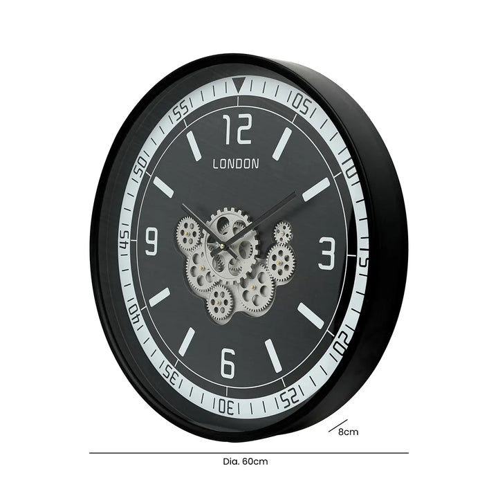 Black Gears 60cm Wall Clock #NJ Home Interiors#