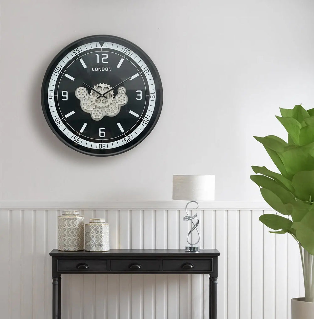 Black Gears 60cm Wall Clock #NJ Home Interiors#