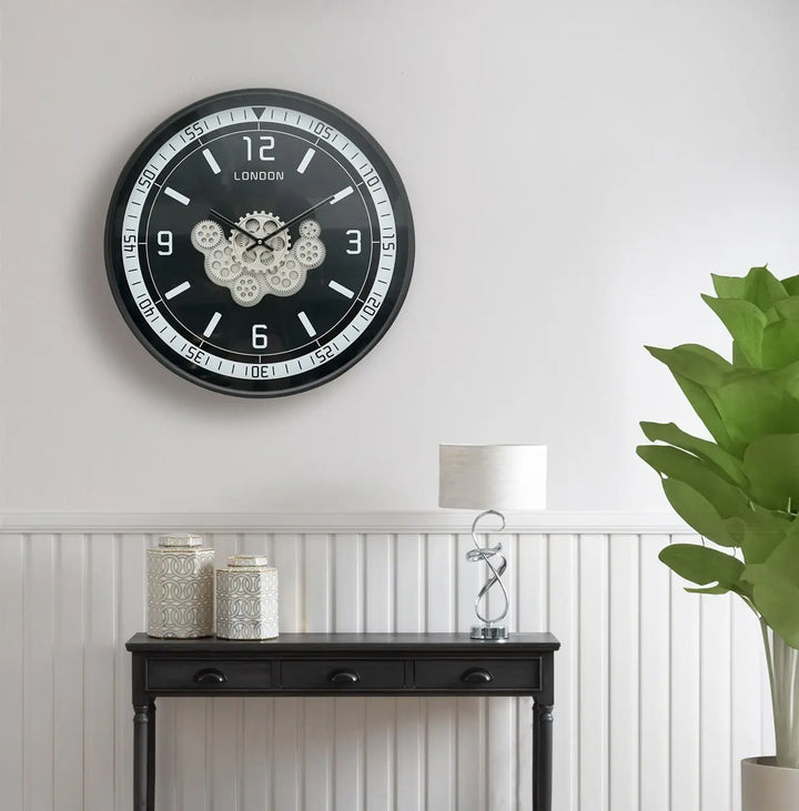 Black Gears 60cm Wall Clock #NJ Home Interiors#