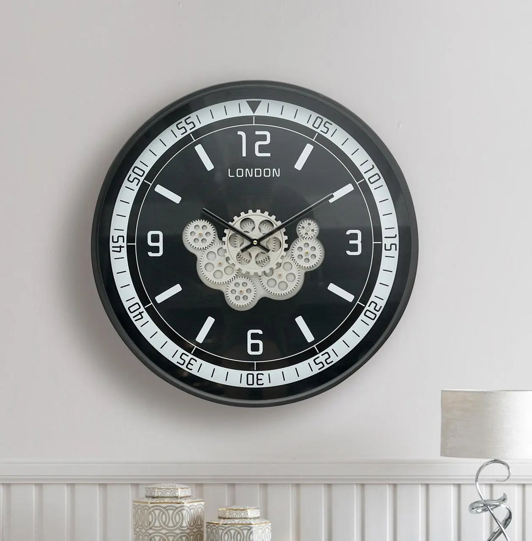 Black Gears 60cm Wall Clock #NJ Home Interiors#
