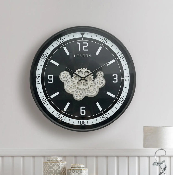 Black Gears 60cm Wall Clock #NJ Home Interiors#