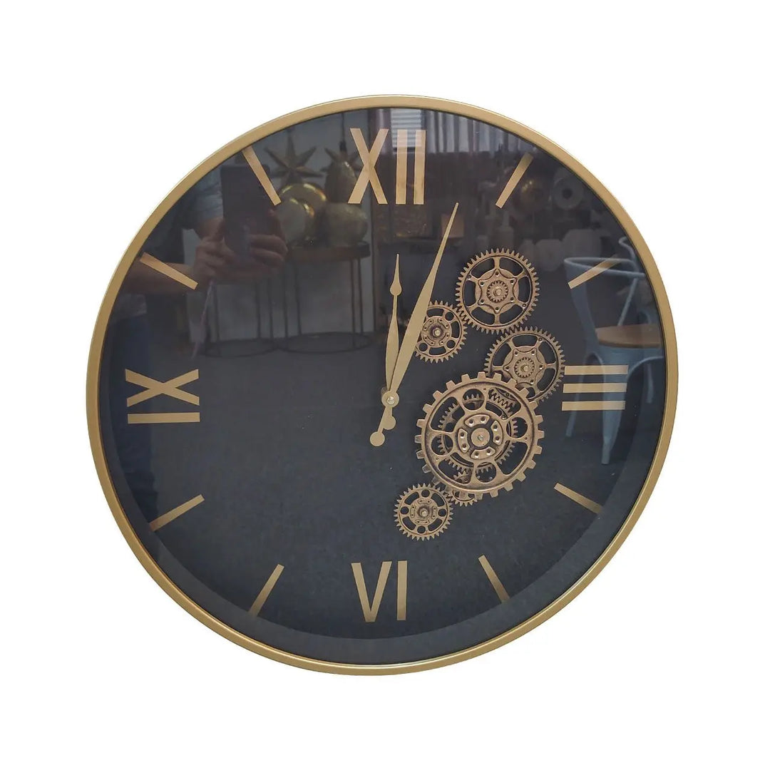 Black & Gold Gears 50cm Wall Clock #NJ Home Interiors#