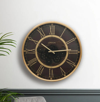 Black & Gold Gears 53.5cm Wall Clock #NJ Home Interiors#