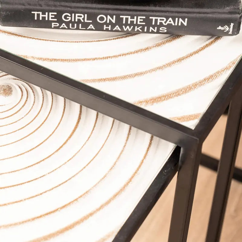 Black Metal with Spiral White Top Nesting Tables Set of 2 #NJ Home Interiors#