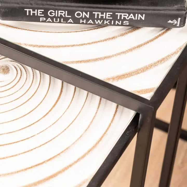 Black Metal with Spiral White Top Nesting Tables Set of 2 #NJ Home Interiors#