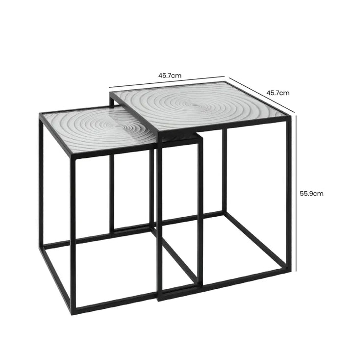 Black Metal with Spiral White Top Nesting Tables Set of 2 #NJ Home Interiors#
