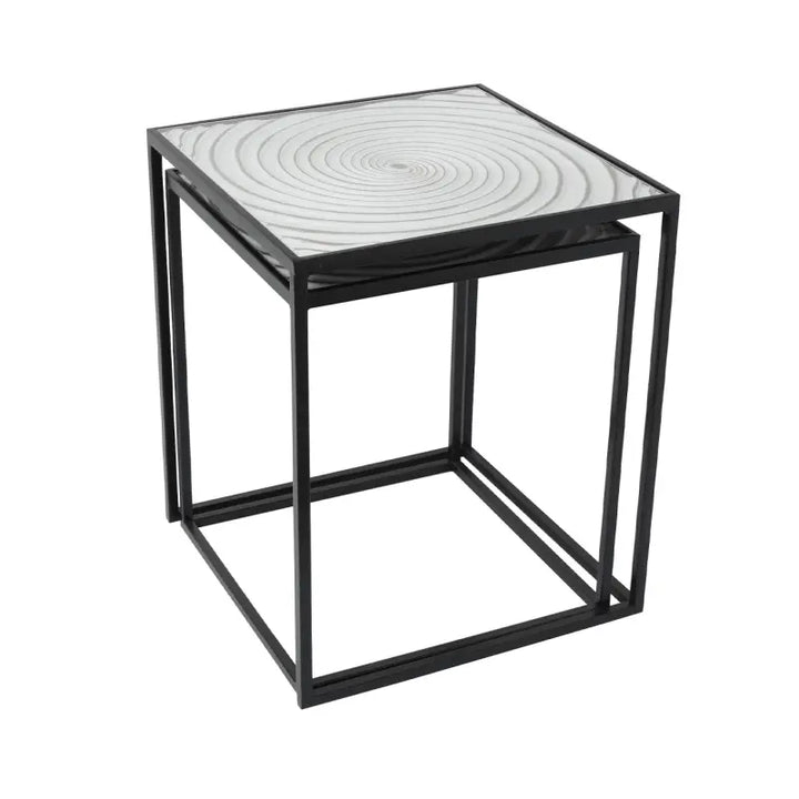 Black Metal with Spiral White Top Nesting Tables Set of 2 #NJ Home Interiors#