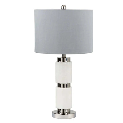 White Marble Table Lamp with Grey Shade - 70cm Lina Home