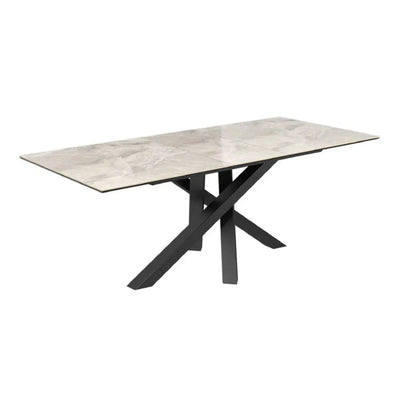 Brendan 160 - 240cm Light Grey Gloss Ceramic Pull - Out Extending Dining Table #NJ Home Interiors#