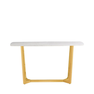 Carrara Gold Metal Console Table with White Faux Marble Top - LUX - HOM