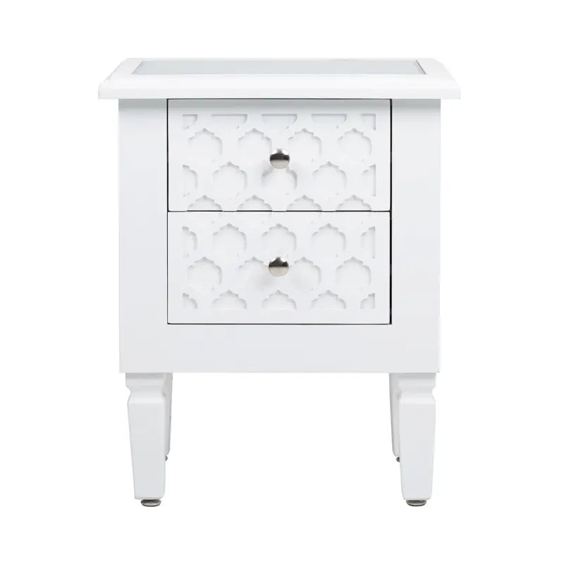 Casablanca 2 Drawer Mirrored Top Bedside Cabinet in White #NJ Home Interiors#