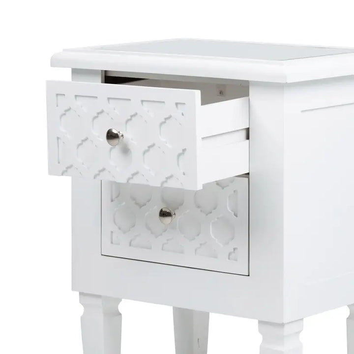 Casablanca 2 Drawer Mirrored Top Bedside Cabinet in White #NJ Home Interiors#