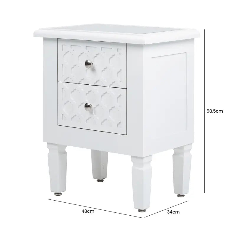 Casablanca 2 Drawer Mirrored Top Bedside Cabinet in White #NJ Home Interiors#
