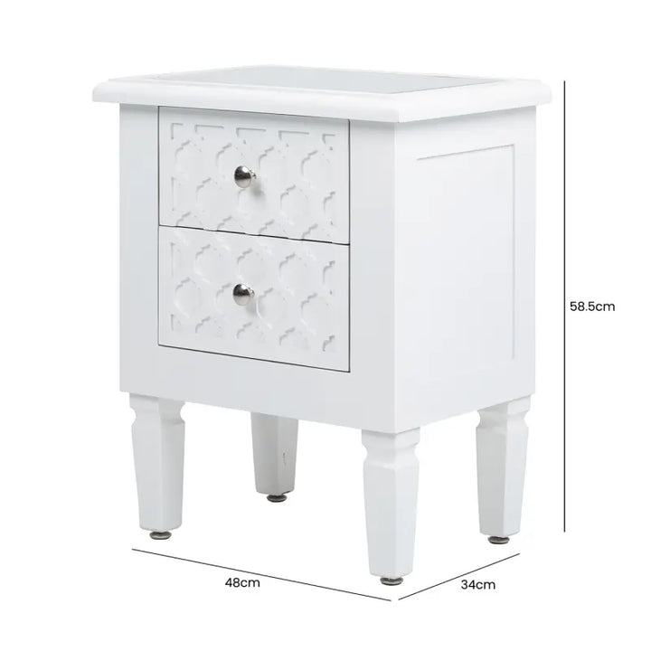 Casablanca 2 Drawer Mirrored Top Bedside Cabinet in White #NJ Home Interiors#