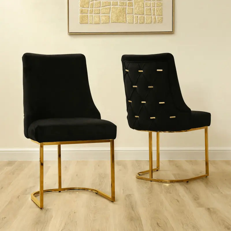 Casas Black Velvet Dining Chair with Gold Legs #NJ Home Interiors#