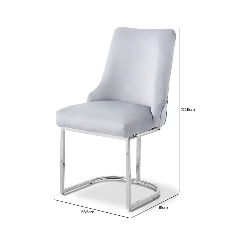 Casas Grey Velvet Dining Chair with Chrome Legs #NJ Home Interiors#