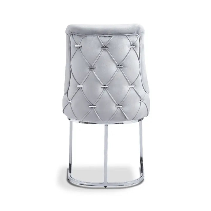 Casas Grey Velvet Dining Chair with Chrome Legs #NJ Home Interiors#
