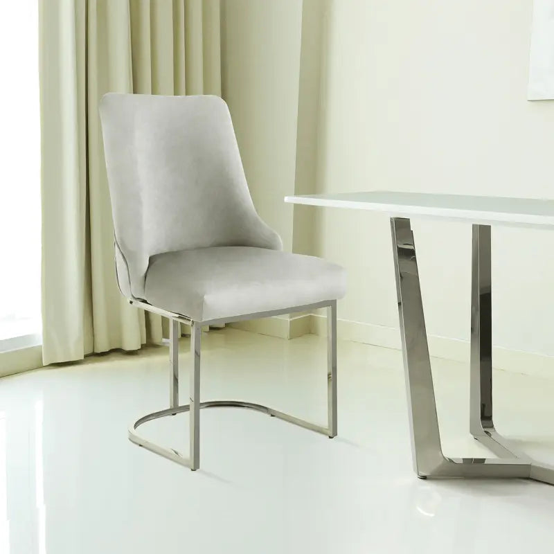 Casas Grey Velvet Dining Chair with Chrome Legs #NJ Home Interiors#