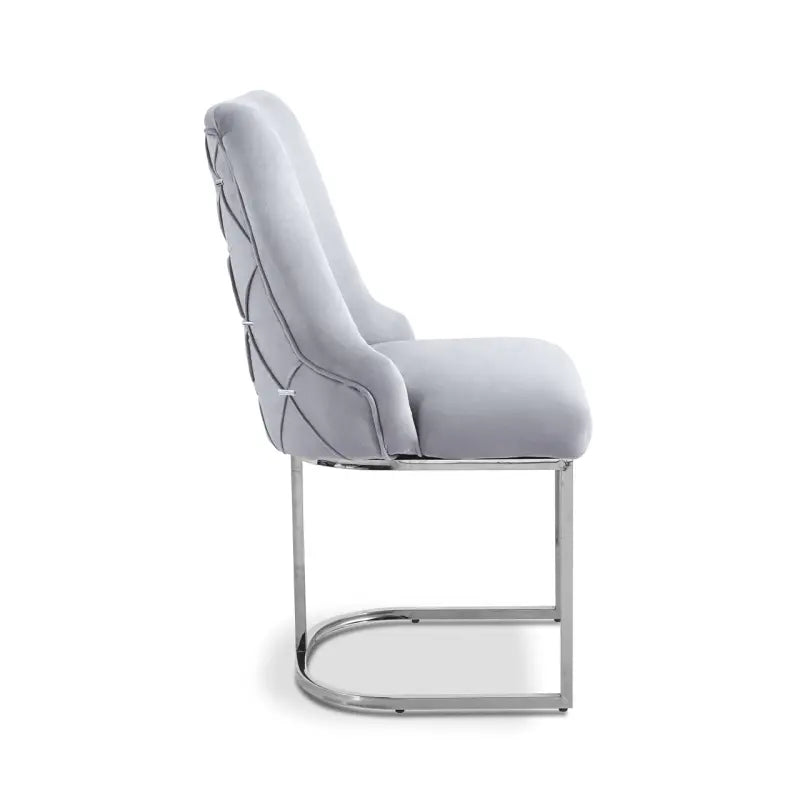 Casas Grey Velvet Dining Chair with Chrome Legs #NJ Home Interiors#