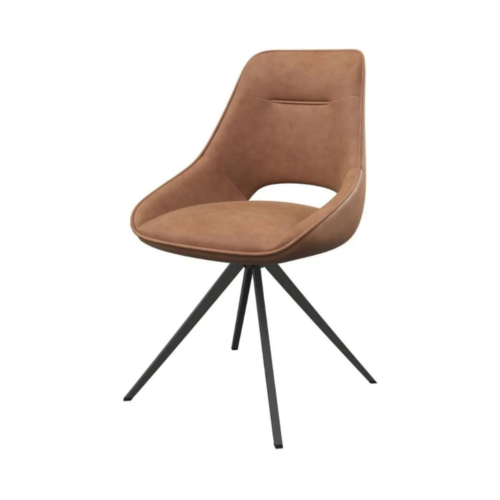 Ceretto Swivel Dining Chair in Tan - LUX - HOM