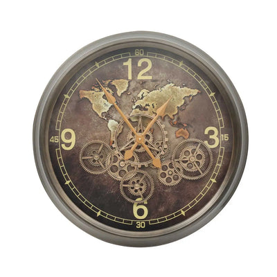 Coffee Brown Gears 62cm Wall Clock #NJ Home Interiors#