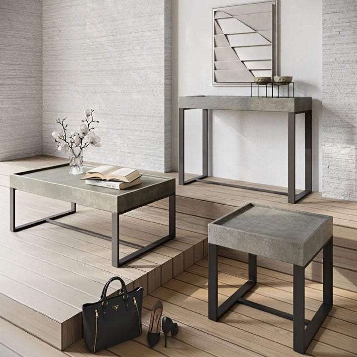 Colton Concrete Effect Side Table - LUX - HOM