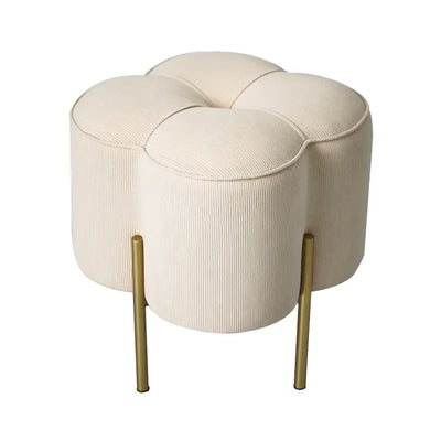 Cream Velvet Clover Ottoman with Gold Legs #NJ Home Interiors#