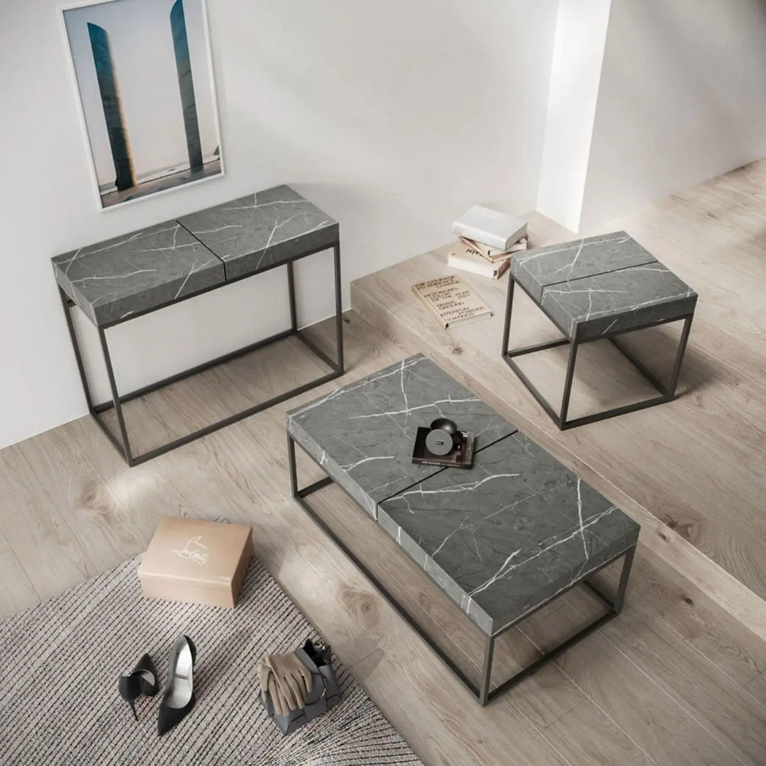 Delara Grey Marble Effect Console Table - LUX - HOM