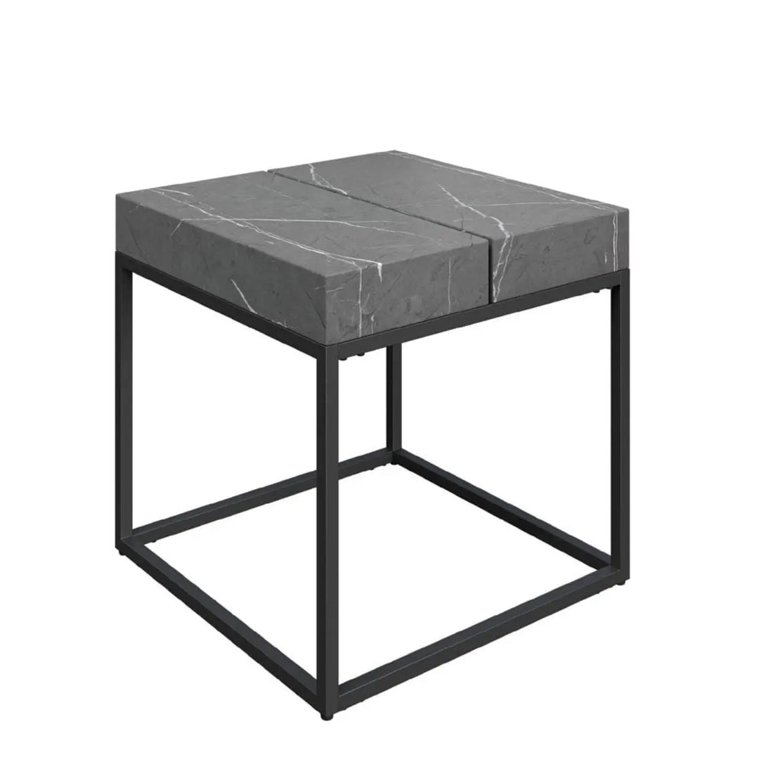 Delara Grey Marble Effect Side Table - LUX - HOM