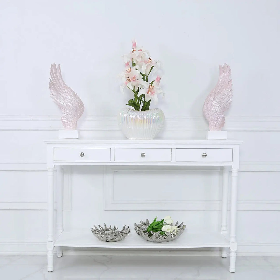 Delta Large 3 Drawer Console Table in White #NJ Home Interiors#