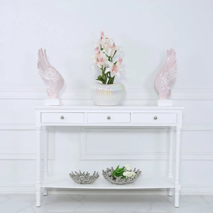 Delta Large 3 Drawer Console Table in White #NJ Home Interiors#