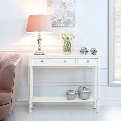 Delta Large 3 Drawer Console Table in White #NJ Home Interiors#