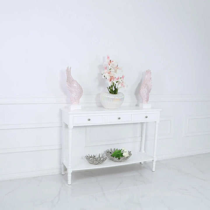 Delta Large 3 Drawer Console Table in White #NJ Home Interiors#