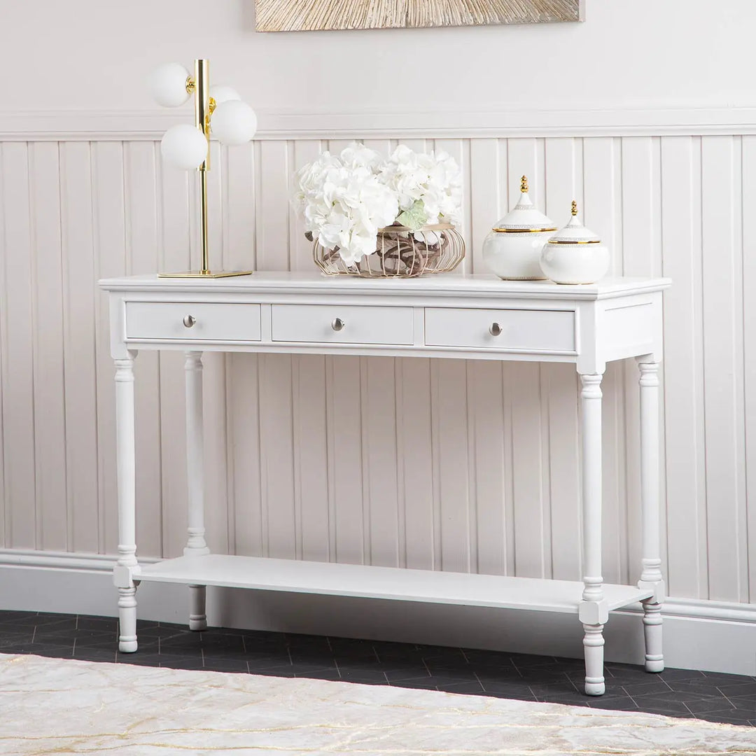 Delta Large 3 Drawer Console Table in White #NJ Home Interiors#