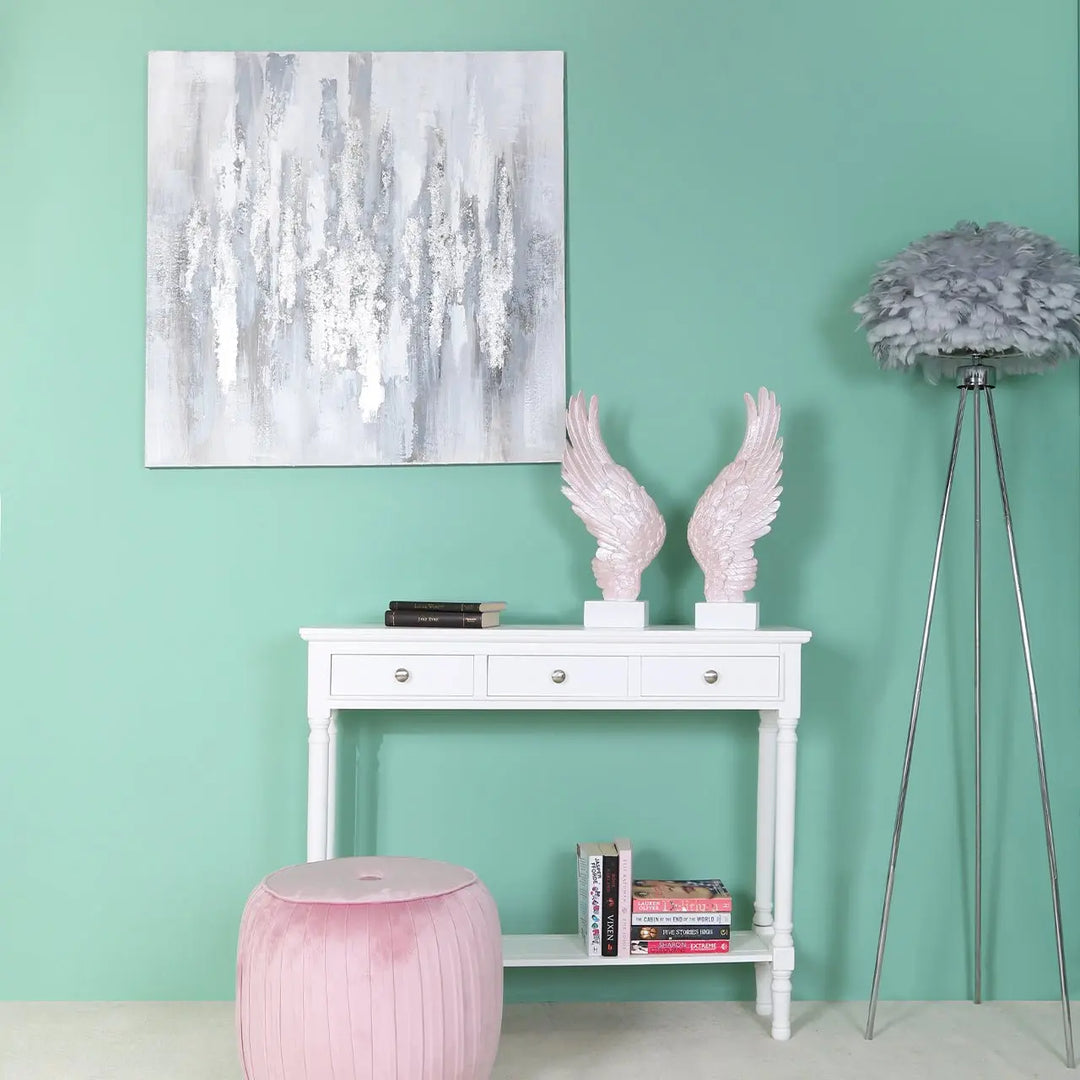 Delta Large 3 Drawer Console Table in White #NJ Home Interiors#