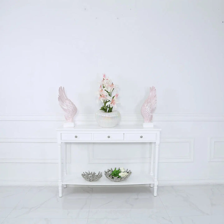 Delta Large 3 Drawer Console Table in White #NJ Home Interiors#