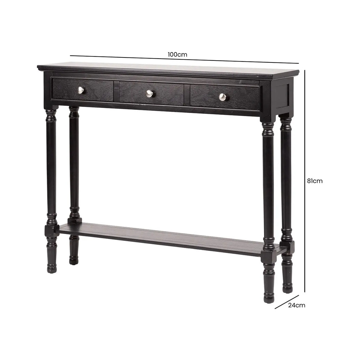 Delta Medium 3 Drawer Console Table in Black #NJ Home Interiors#