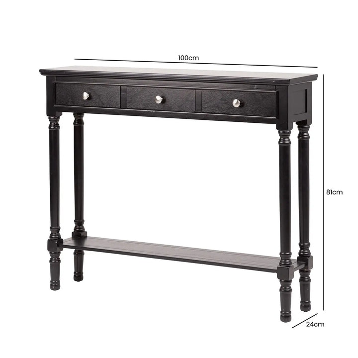Delta Medium 3 Drawer Console Table in Black #NJ Home Interiors#