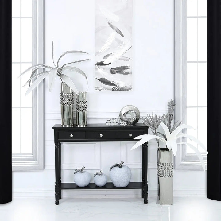 Delta Medium 3 Drawer Console Table in Black #NJ Home Interiors#