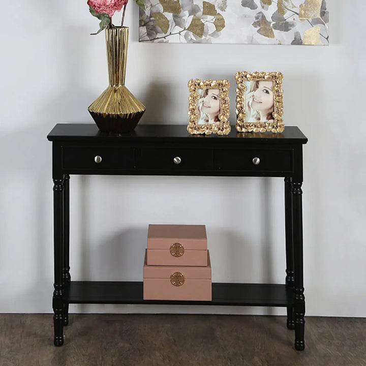 Delta Medium 3 Drawer Console Table in Black #NJ Home Interiors#