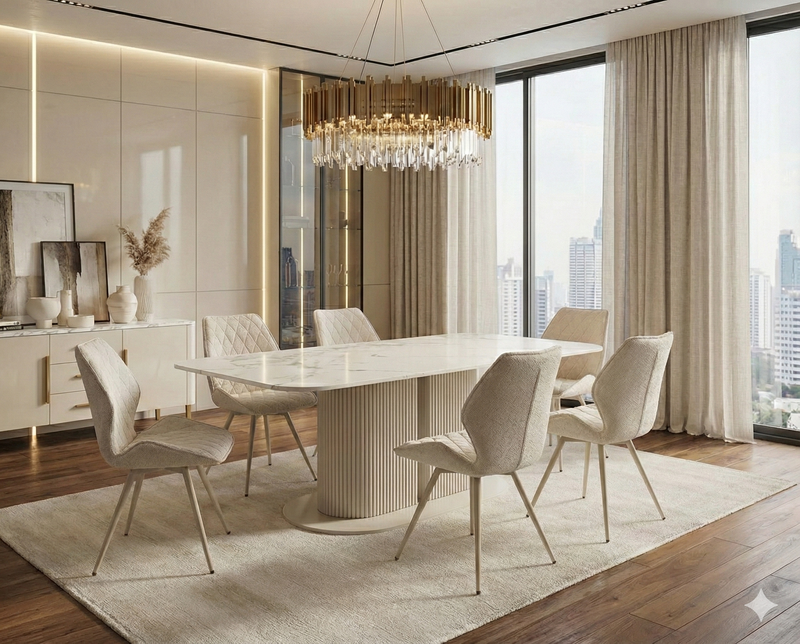 Savoy Cream Ceramic Dining Table