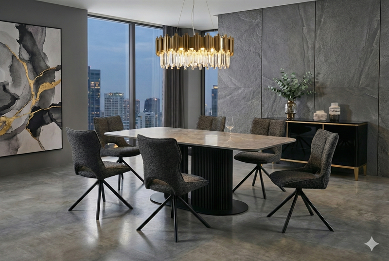 Savoy Grey Ceramic Dining Table