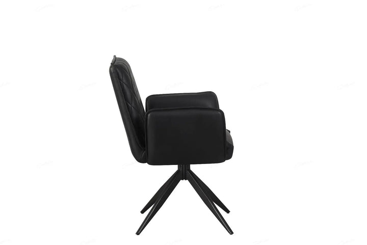 Elan Chair in Black PU – Modern Swivel Dining Chair with Diamond Stitch Giatalia