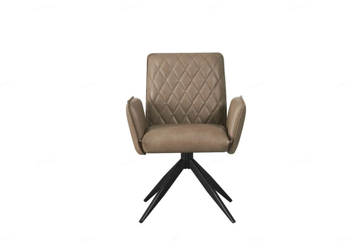 Elan Chair in Taupe PU – Swivel Dining Chair with Diamond-Stitched Back Giatalia
