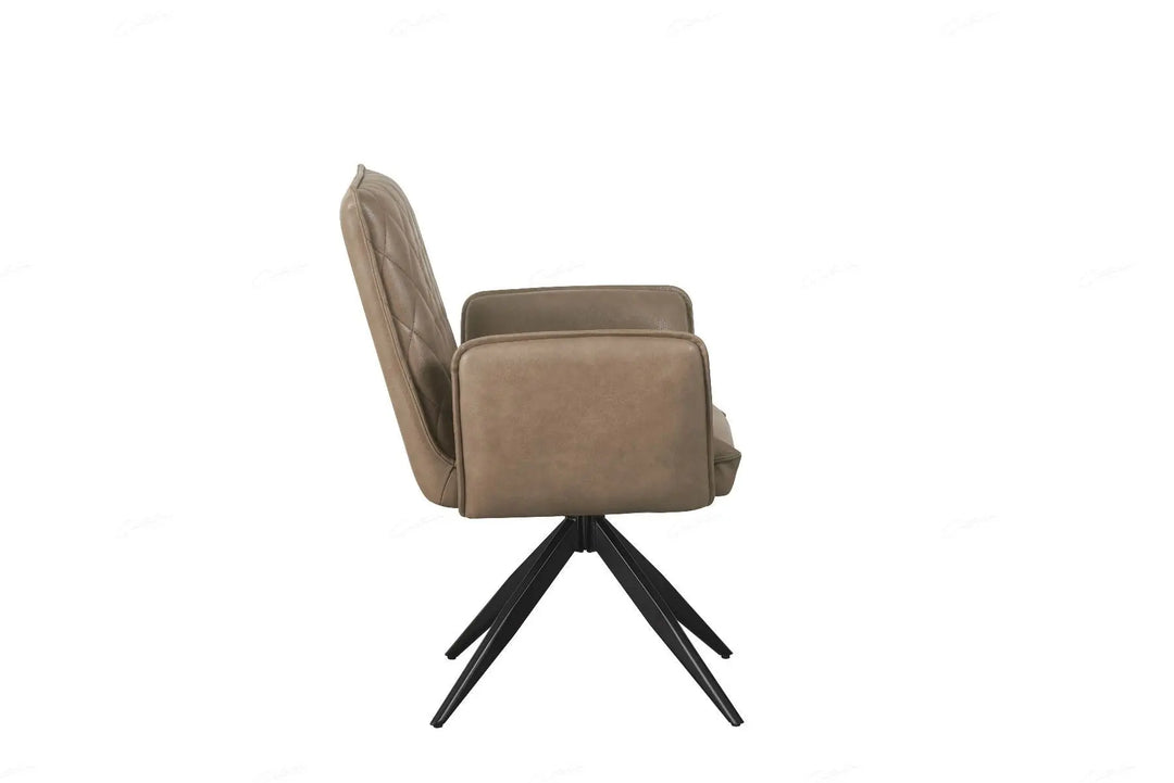 Elan Chair in Taupe PU – Swivel Dining Chair with Diamond-Stitched Back Giatalia