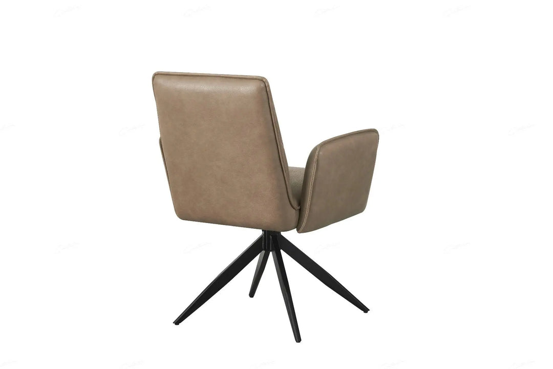 Elan Chair in Taupe PU – Swivel Dining Chair with Diamond-Stitched Back Giatalia