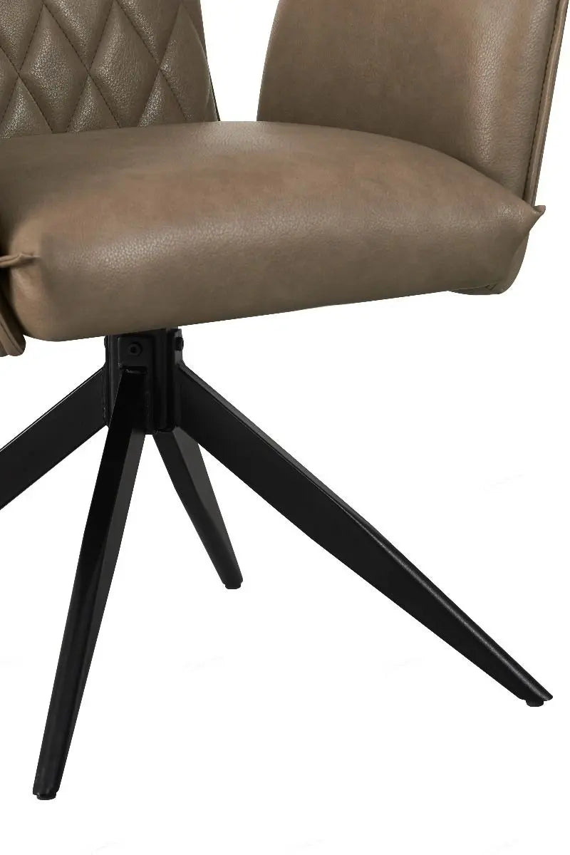 Elan Chair in Taupe PU – Swivel Dining Chair with Diamond-Stitched Back Giatalia